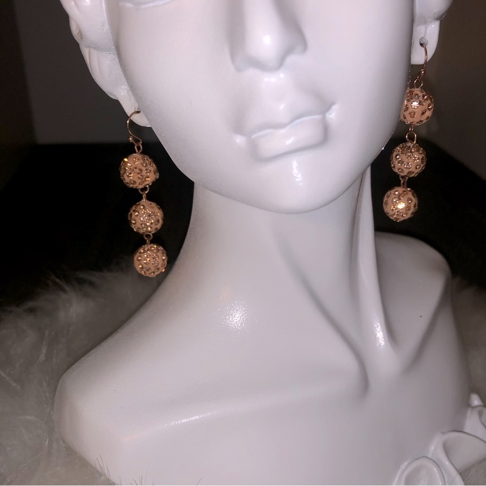 Pink and gold tinsel earrings